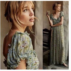 NWT DOEN DREW SILK STRAWBERRY MOON RUFFLE DRESS SIZE XS